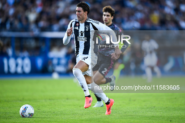 Dusan Vlahovic of Juventus during the Serie A match between Empoli and Juventus at Stadio Carlo Castellani in Empoli, Italy, on September 14...