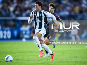 Dusan Vlahovic of Juventus during the Serie A match between Empoli and Juventus at Stadio Carlo Castellani in Empoli, Italy, on September 14...