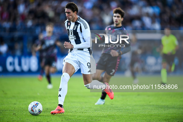 Dusan Vlahovic of Juventus during the Serie A match between Empoli and Juventus at Stadio Carlo Castellani in Empoli, Italy, on September 14...