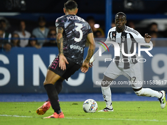 Timothy Weah of Juventus during the Serie A match between Empoli and Juventus at Stadio Carlo Castellani in Empoli, Italy, on September 14,...