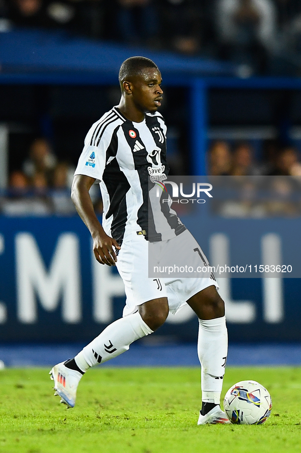 Pierre Kalulu of Juventus during the Serie A match between Empoli and Juventus at Stadio Carlo Castellani in Empoli, Italy, on September 14,...