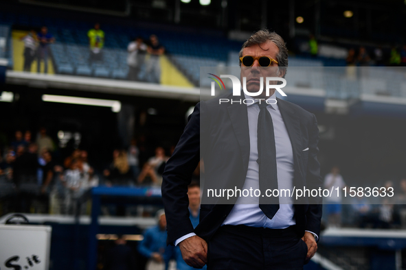 Cristiano Giuntoli of Juventus during the Serie A match between Empoli and Juventus at Stadio Carlo Castellani in Empoli, Italy, on Septembe...