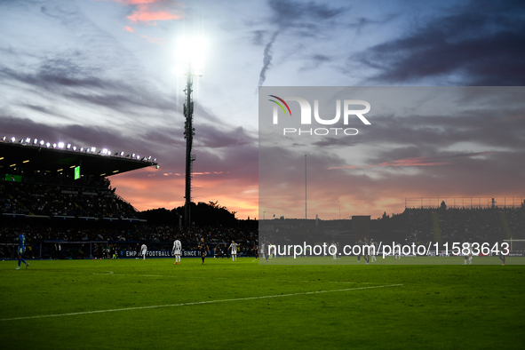 A general view with a sunset during the Serie A match between Empoli and Juventus at Stadio Carlo Castellani in Empoli, Italy, on September...