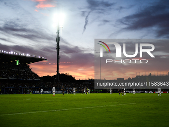 A general view with a sunset during the Serie A match between Empoli and Juventus at Stadio Carlo Castellani in Empoli, Italy, on September...