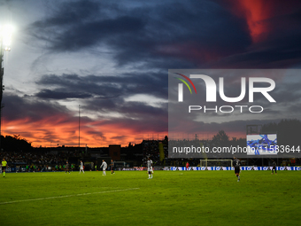 A general view with a sunset during the Serie A match between Empoli and Juventus at Stadio Carlo Castellani in Empoli, Italy, on September...