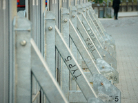 Detail of a newly installed flood barrier is seen in Frankfurt (Oder) on 17 September, 2024. After warnings of increasing water levels on se...