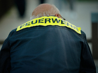 A member of the fire brigade is seen in Frankfurt (Oder) on 17 September, 2024. After warnings of increasing water levels on several rivers...