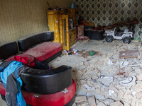 The ruins of a house collapse after a 5.0 magnitude earthquake strikes in Kertasari, West Java, on September 18, 2024. At least 700 houses a...