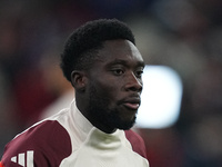 Alphonso Davies of Bayern Munich  looks on  during the Champions League Round 1 match between Bayern Munich v Dinamo Zagreb, at the Allianz...