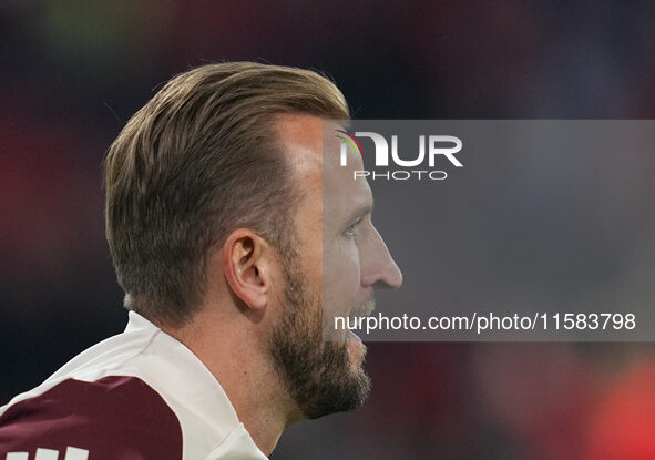 Harry Kane of Bayern Munich  looks on  during the Champions League Round 1 match between Bayern Munich v Dinamo Zagreb, at the Allianz Arena...