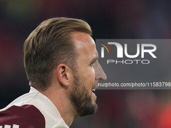 Harry Kane of Bayern Munich  looks on  during the Champions League Round 1 match between Bayern Munich v Dinamo Zagreb, at the Allianz Arena...