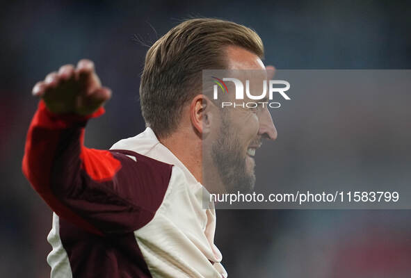 Harry Kane of Bayern Munich  looks on  during the Champions League Round 1 match between Bayern Munich v Dinamo Zagreb, at the Allianz Arena...