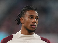 Michael Olise of Bayern Munich  looks on  during the Champions League Round 1 match between Bayern Munich v Dinamo Zagreb, at the Allianz Ar...