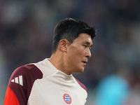 Minjae Kim of Bayern Munich  looks on  during the Champions League Round 1 match between Bayern Munich v Dinamo Zagreb, at the Allianz Arena...