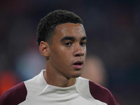 Jamal Musiala of Bayern Munich  looks on  during the Champions League Round 1 match between Bayern Munich v Dinamo Zagreb, at the Allianz Ar...