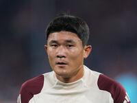 Minjae Kim of Bayern Munich  looks on  during the Champions League Round 1 match between Bayern Munich v Dinamo Zagreb, at the Allianz Arena...