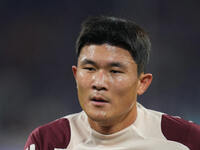 Minjae Kim of Bayern Munich  looks on  during the Champions League Round 1 match between Bayern Munich v Dinamo Zagreb, at the Allianz Arena...