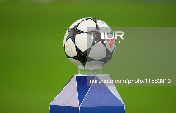 The ball  during the Champions League Round 1 match between Bayern Munich v Dinamo Zagreb, at the Allianz Arena, in Munich, Germany, on Sept...