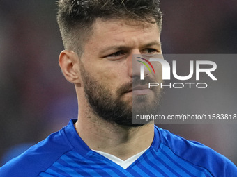 Bruno Petković of GNK Dinamo  looks on  during the Champions League Round 1 match between Bayern Munich v Dinamo Zagreb, at the Allianz Aren...