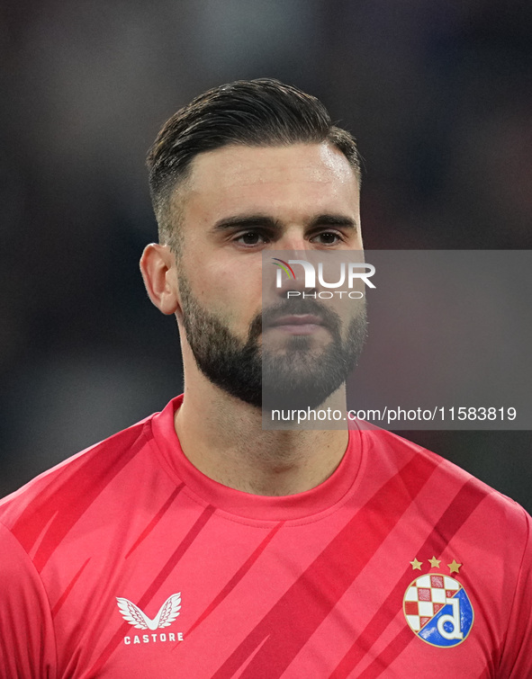 Ivan Nevistić of GNK Dinamo  looks on  during the Champions League Round 1 match between Bayern Munich v Dinamo Zagreb, at the Allianz Arena...