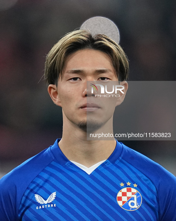 Takuya Ogiwara of GNK Dinamo  looks on  during the Champions League Round 1 match between Bayern Munich v Dinamo Zagreb, at the Allianz Aren...