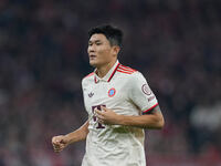 Minjae Kim of Bayern Munich  looks on  during the Champions League Round 1 match between Bayern Munich v Dinamo Zagreb, at the Allianz Arena...