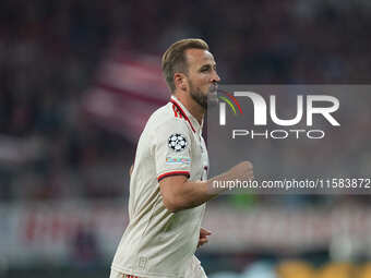 Harry Kane of Bayern Munich  looks on  during the Champions League Round 1 match between Bayern Munich v Dinamo Zagreb, at the Allianz Arena...