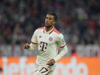 Michael Olise of Bayern Munich  looks on  during the Champions League Round 1 match between Bayern Munich v Dinamo Zagreb, at the Allianz Ar...