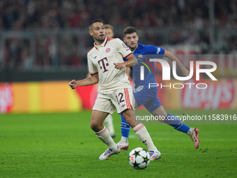 Raphaël Guerreiro of Bayern Munich  controls the ball  during the Champions League Round 1 match between Bayern Munich v Dinamo Zagreb, at t...