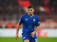 Martin Baturina of GNK Dinamo  looks on  during the Champions League Round 1 match between Bayern Munich v Dinamo Zagreb, at the Allianz Are...