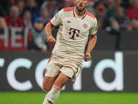 Harry Kane of Bayern Munich  looks on  during the Champions League Round 1 match between Bayern Munich v Dinamo Zagreb, at the Allianz Arena...