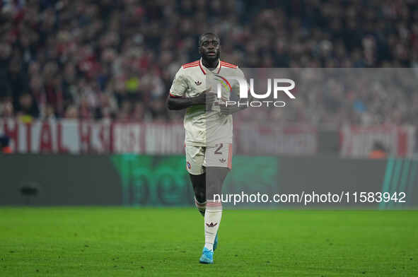 Dayot Upamecano of Bayern Munich  looks on  during the Champions League Round 1 match between Bayern Munich v Dinamo Zagreb, at the Allianz...