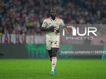 Dayot Upamecano of Bayern Munich  looks on  during the Champions League Round 1 match between Bayern Munich v Dinamo Zagreb, at the Allianz...