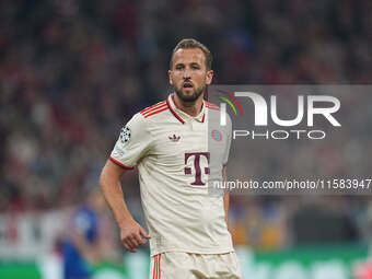 Harry Kane of Bayern Munich  looks on  during the Champions League Round 1 match between Bayern Munich v Dinamo Zagreb, at the Allianz Arena...