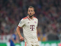 Harry Kane of Bayern Munich  looks on  during the Champions League Round 1 match between Bayern Munich v Dinamo Zagreb, at the Allianz Arena...