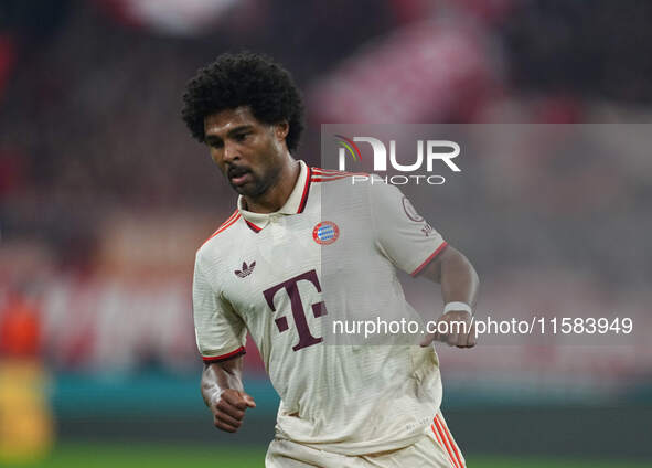 Serge Gnabry of Bayern Munich  looks on  during the Champions League Round 1 match between Bayern Munich v Dinamo Zagreb, at the Allianz Are...