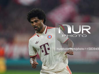 Serge Gnabry of Bayern Munich  looks on  during the Champions League Round 1 match between Bayern Munich v Dinamo Zagreb, at the Allianz Are...