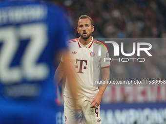 Harry Kane of Bayern Munich  looks on  during the Champions League Round 1 match between Bayern Munich v Dinamo Zagreb, at the Allianz Arena...