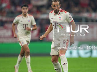 Harry Kane of Bayern Munich  controls the ball  during the Champions League Round 1 match between Bayern Munich v Dinamo Zagreb, at the Alli...