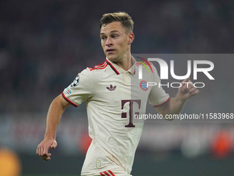 Joshua Kimmich of Bayern Munich  looks on  during the Champions League Round 1 match between Bayern Munich v Dinamo Zagreb, at the Allianz A...