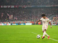 Serge Gnabry of Bayern Munich  controls the ball  during the Champions League Round 1 match between Bayern Munich v Dinamo Zagreb, at the Al...