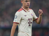 Joshua Kimmich of Bayern Munich  looks on  during the Champions League Round 1 match between Bayern Munich v Dinamo Zagreb, at the Allianz A...