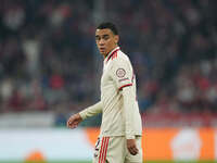 Jamal Musiala of Bayern Munich  looks on  during the Champions League Round 1 match between Bayern Munich v Dinamo Zagreb, at the Allianz Ar...