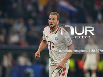 Harry Kane of Bayern Munich  looks on  during the Champions League Round 1 match between Bayern Munich v Dinamo Zagreb, at the Allianz Arena...