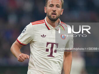 Harry Kane of Bayern Munich  looks on  during the Champions League Round 1 match between Bayern Munich v Dinamo Zagreb, at the Allianz Arena...