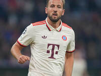 Harry Kane of Bayern Munich  looks on  during the Champions League Round 1 match between Bayern Munich v Dinamo Zagreb, at the Allianz Arena...