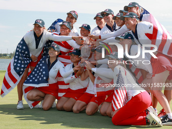 GAINESVILLE, VIRGINIA - SEPTEMBER 15: Members of Team USA Vice Captain Morgan Pressel, Lilia Vu, Rose Zhang, Captain Stacy Lewis(front row c...