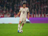 Minjae Kim of Bayern Munich  controls the ball  during the Champions League Round 1 match between Bayern Munich v Dinamo Zagreb, at the Alli...