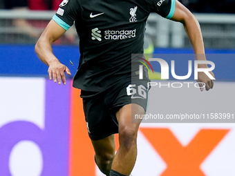 Trent Alexander-Arnold of Liverpool FC in action during the UEFA Champions League 2024/25 League Phase MD1 match between AC Milan and Liverp...