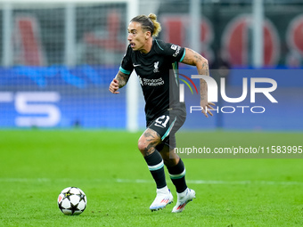 Kostas Tsimikas of Liverpool FC during the UEFA Champions League 2024/25 League Phase MD1 match between AC Milan and Liverpool FC at Stadio...